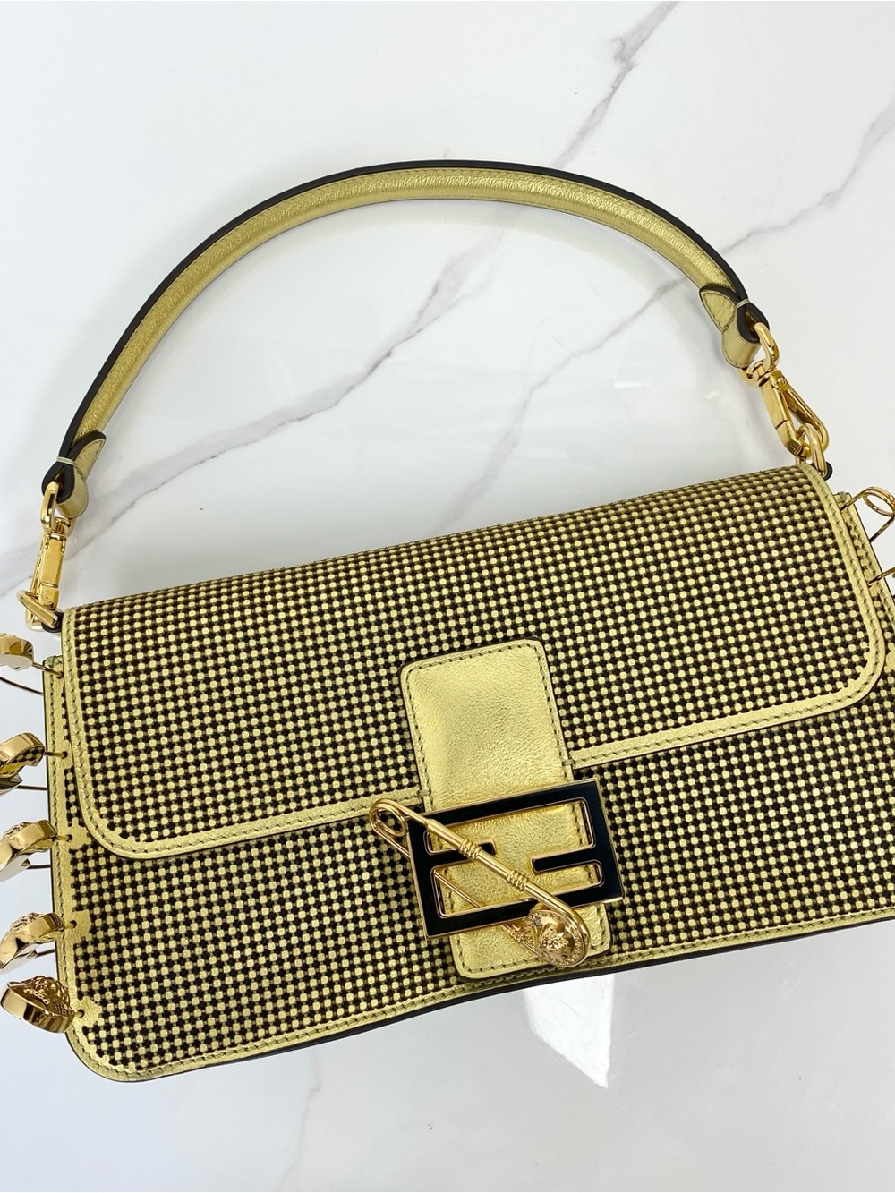 Fendi X Versace Fendace Brooch Baguette Bag